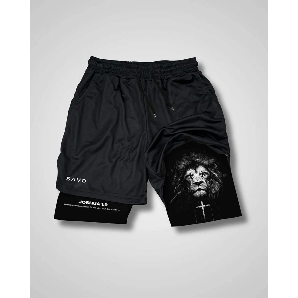 SAVD Joshua 1:9 Lion Youth Performance Shorts Black 2XS